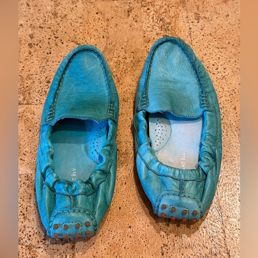 New Chocolat Blu Tara Leather Moccasin Loafer Teal Women’s Shoes Size 9 - Picture 14 of 15